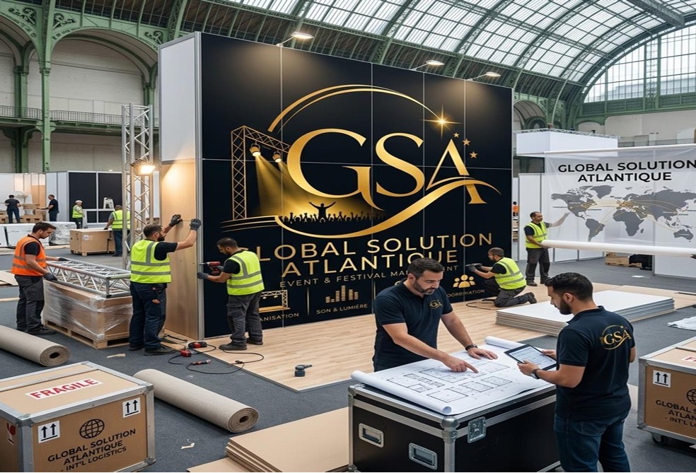 Global Solution Atlantique team building an exhibition stand